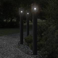 Outdoor Lighting Floor Lamps vidaXL Outdoor Lamps 3pcs Black 110cm Stainless Steel Floor Lamp 110cm