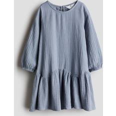 Round Dresses H&M Girls Blue Woven cotton dress 6-7Y