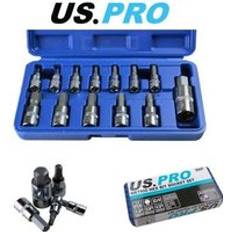 US PRO Metric 13pc 2-14 mm 1/4" 3/8" 1/2" Dr Socket Bit