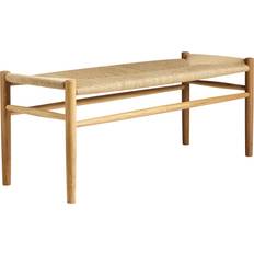 FDB Møbler J83B Matt Lacquered Oak / Natural Wicker Settee Bench 100x41cm