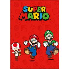 Rouge Couvertures Nintendo Super Mario Rouge-Plaid Polaire 140 x 200 cm - Rouge Couverture Blanc, Rouge