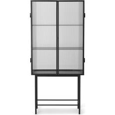 Glasses Glass Cabinets Ferm Living Haze Vitrine Reeded Glass/Black Glass Cabinet 70x155cm