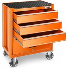 Tool Trolleys DNA Motoring DNA Motor Inc. DNA Motoring TOOLS-00400 4 Drawers Multiple Storage Rolling Repair Tools Trolley Cabinet With Lock Key Swivel Casters Orange