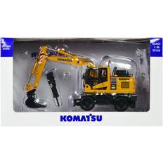 Scale Models & Model Kits Komatsu PW180-11 Excavator Yellow with Standard Bucket and Hydraulic Breaker 1/50 Diecast Model by Universal Hobbies