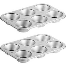 Muffin Trays DecorRack 2 Pack Non-Stick Pans, 6-Cup, Bakeware for Baking Cupcakes - Silver Muffin Tray