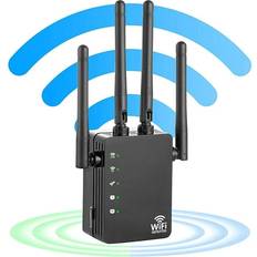 Aetomce WiFi Signal Booster 1200Mbps US-AC1200 Wireless WiFi Range Extender 2.4 & 5G Dual Band WiFi Repeater 4 Antennas Full Coverage Support One Button Setup with Ethernet Port