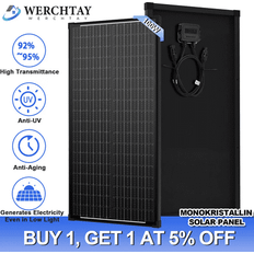 Solar Panels None WERCHTAY Solar, WERCHTAY 100W Monocrystalline Solar Panel 12V Charger for RV Camping Off-Grid