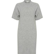 Skind Kjoler Kaffe Kasylvie Knit Dress Kvinde Grey Melange Strikkjoler hos Magasin