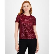 Anne Klein T-shirts Anne Klein Women's Sequined T-Shirt Red Ruby