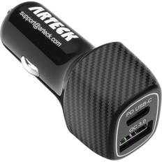 Car charger, arteck 40w/8a pd usb-c/quick charge 3.0 usb port adapter with 2 usb Black 0.09 Pounds