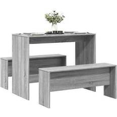 Madera Juegos de Comedor vidaXL Mesa Y Bancos 3 Piezas Madera Ingeniería Gris Sonoma Juego de Comedor