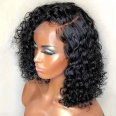 Shein Deep Wave Bob Wig Side Part Brazilian Human Hair Lace Frontal Wig Deep Wave Water Curly Short Bob Wig Human Hair Density