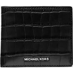 Michael Kors Hudson Crocodile Embossed Leather Billfold Wallet - Black