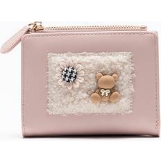 Wallets & Key Holders Dinamr Korean Short Wallet Bear Zipper - Pink