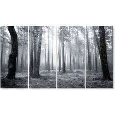 Framed Art Black And White Foggy Forest Canvas Print 48.0 H x 48.0 W x 1.0 D - Black/White Framed Art 48x28" 4