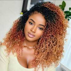 Svolna Yanky Twist Crochet Hair Pre Looped 14 Inch Brown Blonde Ombre Bohemian Marlybob