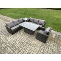 Garden & Outdoor Furniture Fimous Outdoor Rattan Garden Furniture with Chair Side Table - Dark Grey Patio Dining Set