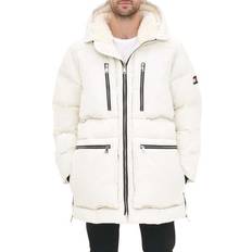 Men - Polyester Coats Tommy Hilfiger Men's Hooded Heavyweight Parka Jacket White