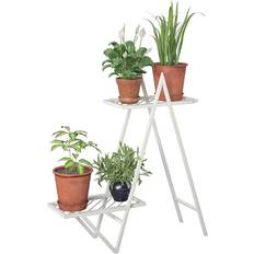 Indoor Plant Stands Botanika Plant Stand with 2 Metal Shelves for Potted Flowers White