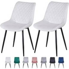 MCC Direct Set of 2 Velvet Padded Seat Dining with Metal Legs Kitchen Chair 2pcs
