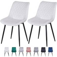 Polyester Kitchen Chairs Set of 2 Velvet Padded Seat Dining with Metal Legs Kitchen Chair 2pcs