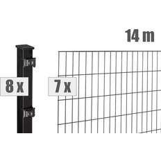 Edelstahl Lattenzaun Doppelstabmattenzaun-Set 'Blacky' Schwarz 1400 x 100 cm