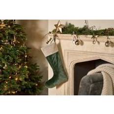 Green Stockings Nkuku Karru Cotton Velvet Christmas Decorations Forest Green Stocking