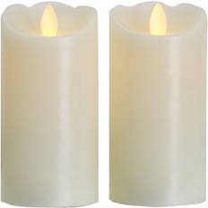 Plastic Candles & Accessories Mikasa Unscented Realistic-Flame LED Wax Pillar 6'' H x 3'' W x 3'' D Candle