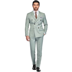 Suits Gino Vitale Men's 2-Piece Slim Fit Double Breasted Suit Sage 46R