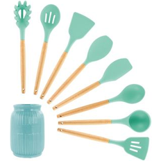 MegaChef Pink Silicone Cooking Utensils, Set of 9 - Green Kitchen Utensil