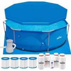 Dellonda Swimming Pool 10ft Round Steel Frame Above Ground & Accessories