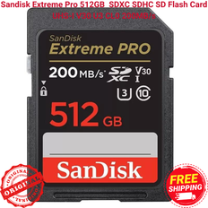 SanDisk extreme pro 512gb sdxc sdhc sd flash card uhs-i v30 u3 cl0 200mb/s