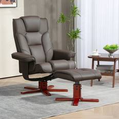 Furniture Homcom Reclining With Footstool And Adjustable Backrest, Brown Armchair