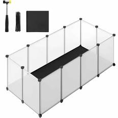 Klösmöbler - Smådjur - Smådjursburar Husdjur Songmics Inhägnad För Små Djur Med Golvpaneler 125 x 63 x 42 cm Vit