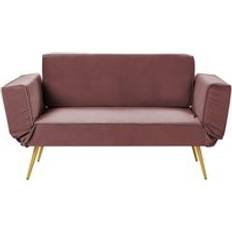 Pink - Sofa Beds Sofas Beliani Modern Bed Adjustable Armrests Fabric Pink Saarela Sofa