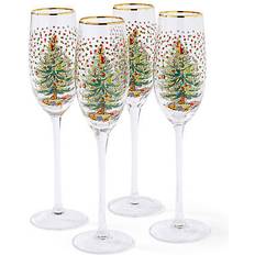 Beige Copas de Champán Spode Christmas Tree Polka Dot Champagne Flute 4 pcs Copas de Champán