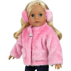 Sophia's 2 Piece Baby Doll Pink Fur Coat and Earmuffs Outfit, 18 Inch Doll Clothes Set, Dolls Clothing, Doll Not Included