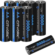 Batteries & Chargers CITYORK 8 Pack 1.2V Ni-MH AA 3000mah Rechargeable Battery for Solar Lights Remote Controller Electric Toys