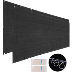 Screenings 25x4 ft Mesh Privacy Fence Screen 180 gsm HDPE Windscreen Sunshade Cover 2 Packs - Black