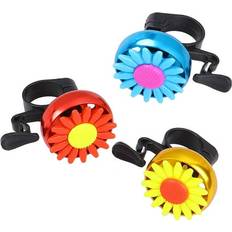 Bike Bells Ganswan 3pcs Aluminum Alloy Flower Bike Cycling Handlebar Ring Horn Sound Sunflower Bell Alarm Red/Blue/Golden Each Color 1pc