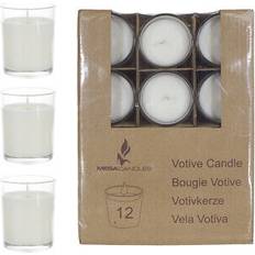 Plastic Scented Candles 12-Piece Votive Glass Container - White Set of 12 - Small Scented Candle