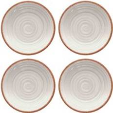 Purely Home Rustic Swirl Ivory Melamine Side/Salad - Set of 4 Dinner Plate