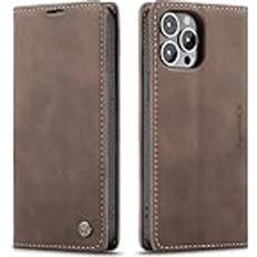 FoneFunShop PU Leather Flip Case Compatible with iPhone 16 Wallet Card Holder Brown