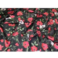 Red Fabrics Minerva Charmeuse Silky Satin on Fabrics Black, Red