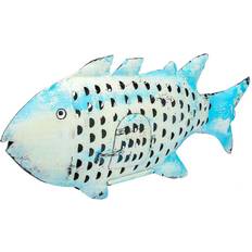 Blue Figurines Alexandra House Living Decorative Blue Mango Wood Fish 10 x 28 x 62 cm Figurine