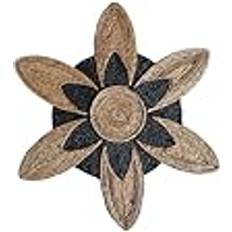 Naturfarvet Vægdekorationer Romimex Black Natural Banana Fibre Flower 70 x 70 x 3 cm Wall Decor