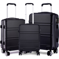 Kono K1871-1L Horizontal Design 3 Piece Suitcase Set Black