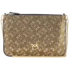 Handtaschen Pinko Monogram rhinestone clutch bag with shoulder strap, Bronze/or-or, U