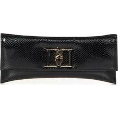 Dame - Svarte Konvoluttvesker DSquared2 Sort Slangeeffekt Lær Double D Clutch Black ONE Size