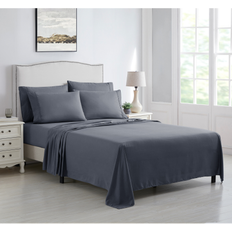 Kathy Ireland 6 Piece Microfiber - Dark Twin Bed Sheet Gray